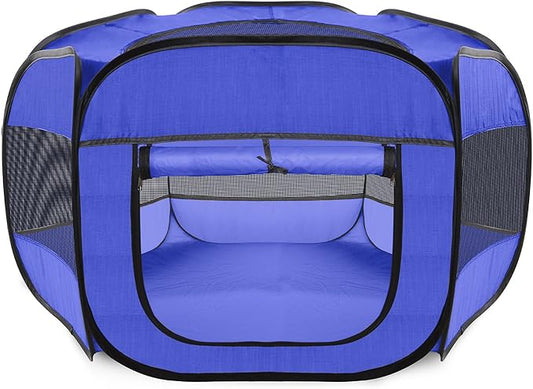 Paws & Pals Dog Playpen, Lightweight Portable Play Tent House for Indoor Outdoor Pet Exercise, Collapsible Pop Up Pen Fence with Removable Top & Travel Bag, Small-Med Dogs Cat Rabbit or Puppy