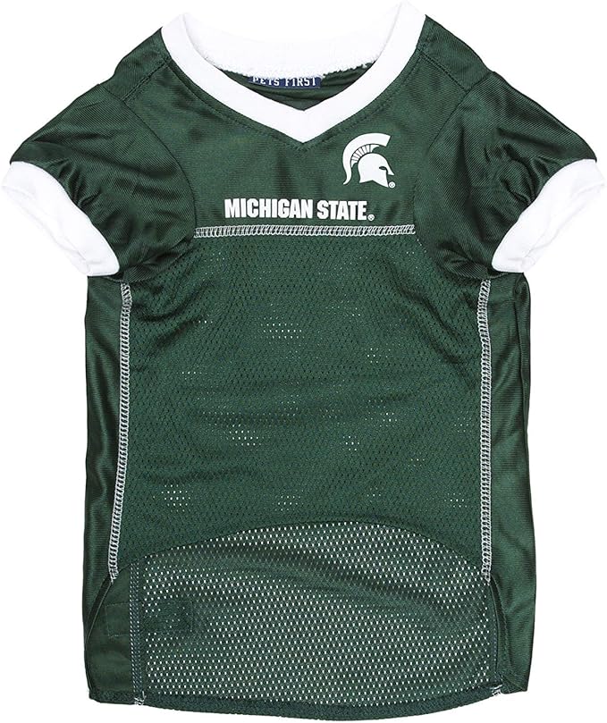 Pets First NCAA College Michigan State Spartans Mesh Jersey for DOGS & CATS, Small.Licensed Dog Jersey with your Favorite Football/Basketball College Team