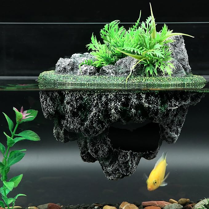 AQUA KT Turtle Floating Rock Tortoise Dock Basking Island Platform for Aquarium Pond Terrarium Habitat Decoration