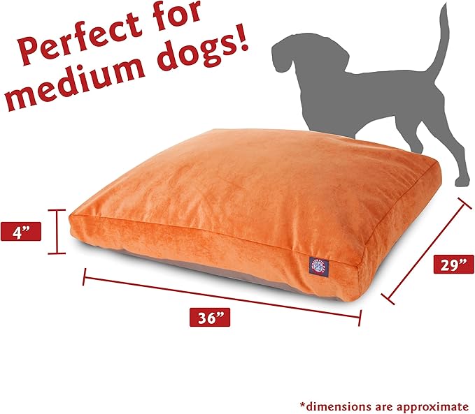 Majestic Pet Villa Rectangle Dog Bed Washable – Non Slip Comfy Pet Bed – Crate Bed with Removable Washable Cover – Kennel Bed for Sleeping, Polyester Fiber, Medium, Orange
