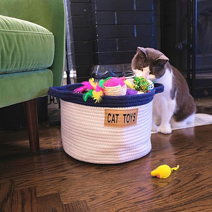 Midlee Cat Toy Rope Cotton Basket (Large)
