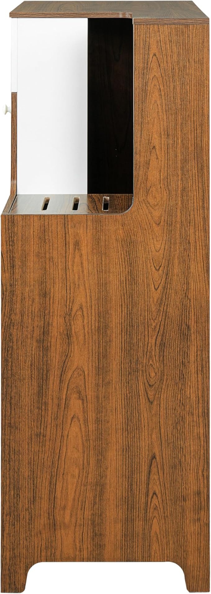 GDFStudio 44" Modern Cat Litter Box Enclosure Furniture, 2 in 1 Cat Furniture Set with Storage Shelf and Flip Door, Wooden Indoor Cat House, Space Saving Pet Furniture, Brown