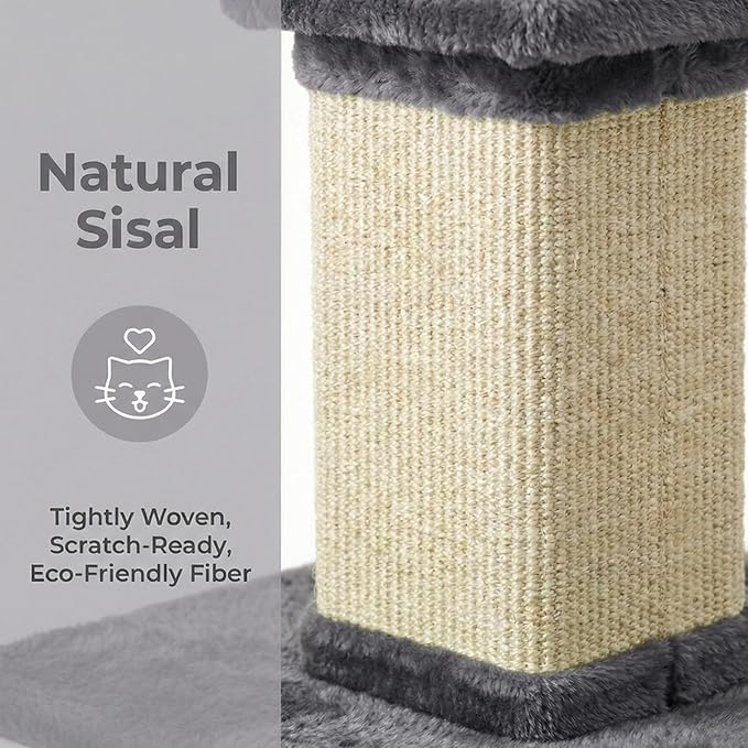 Fansafurn Tall Cat Scratching Post, 32'' Heavy Duty and Thick Scratching Post, Scratching Post for Adult Cats, Thick Sisal Rope with Hanging Ball, Grey