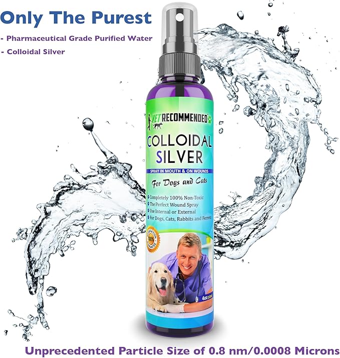 Vet Recommended - Colloidal Silver for Dogs & Cats - (4oz/120ml) - Colloidal Silver Spray that Works as Natural Hot Spot Solution - Made in USA