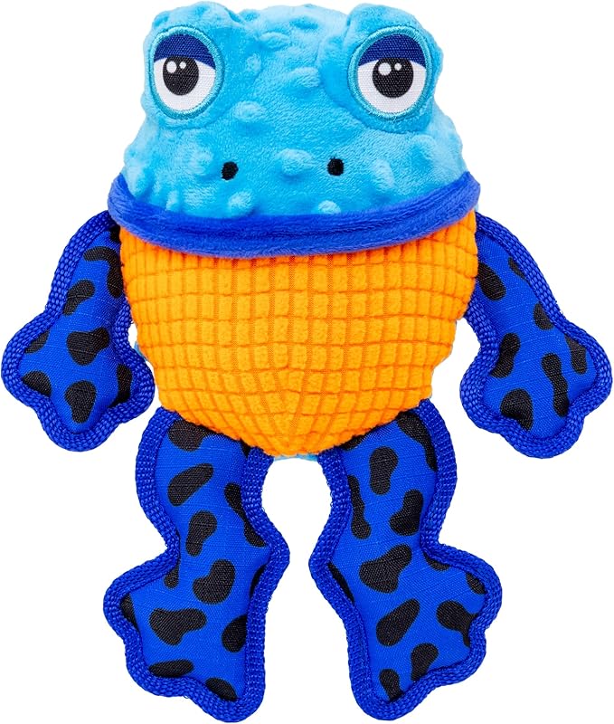 KONG Tropics Rattlez Dog Toy – Durable Plush with Rattle & Crinkle Sounds, Multi-Texture Interactive Enrichment Toy for Dogs (Frog, Medium/Large)