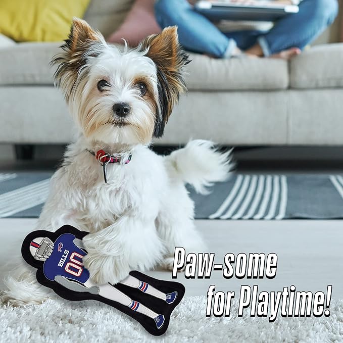 The 1st Ever Tough but Smooth Dog Toy NFL Buffalo Bills Football Athletes Player Tough Pet Toy. A Premium Quality Doggie Toy with Built-in Squeaker. Sports Fans Favorite Chew Toy