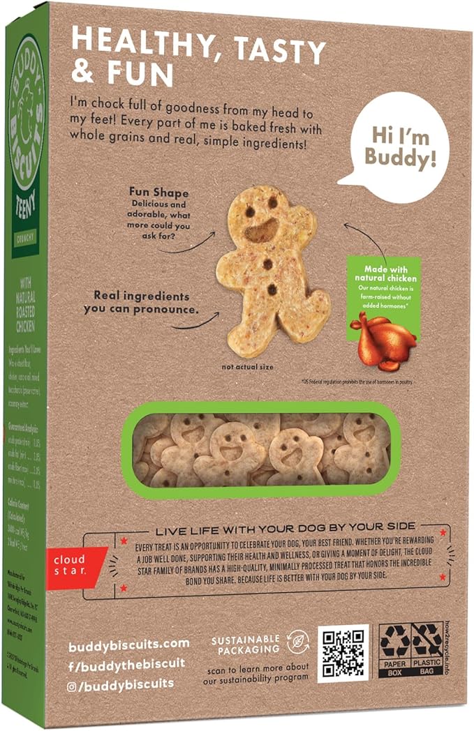 Buddy Biscuits Teeny Crunchy Dog Treats, Roasted Chicken, 8 oz. Box