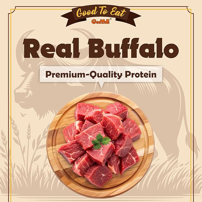 Gootoe Buffalo Dog Treats, Natural Low-Fat Chews for Training & Rewards, Limited Ingredient, Puppy Treats for Small Dogs & Puppies, Buffalo Bites Bone Shaped, 8 oz