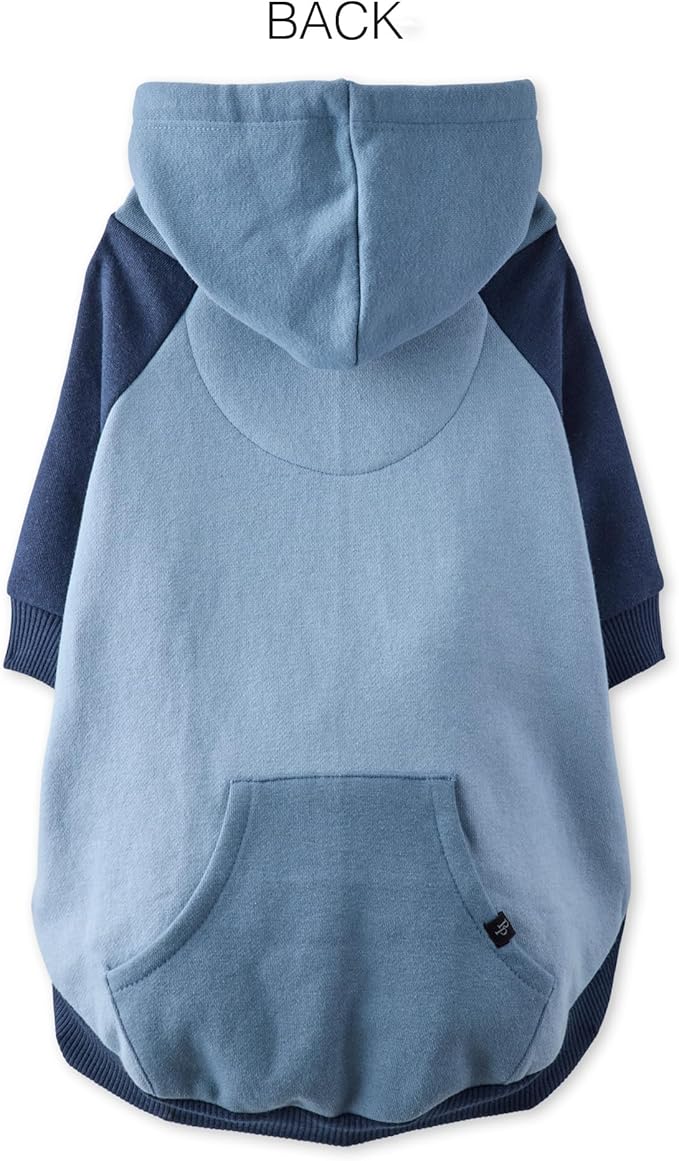 Pet Passion Rocky II - The Extra Comfy Hoodie, Organic Cotton and Recycled Poly Dog Hoodie Pet Coat Sweater for Small, Medium, Large Dogs, Navy Color Block, Small