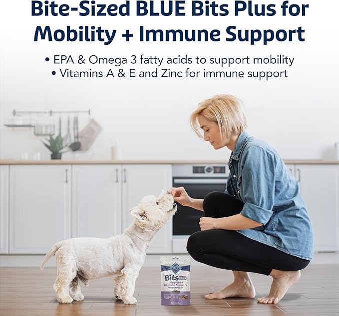 Blue Buffalo Blue Bits Plus Mobility and Immune Support Soft Dog Treats, Beef, 3.5-oz. Bag (Pack of 2)