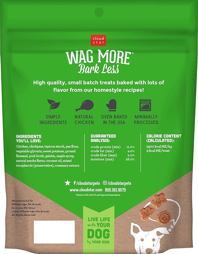 Cloud Star Wag More Bark Less - Dog Treats - Soft Chews - Grain Free Chicken & Sweet Potato - 5 oz Pouch