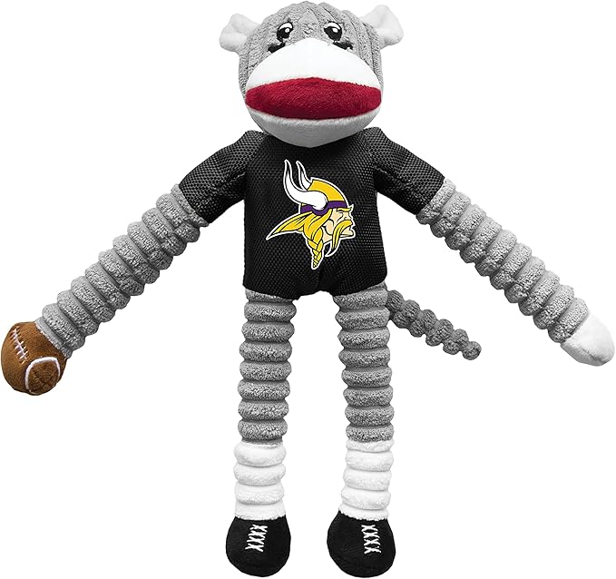 Littlearth NFL Unisex NFL Sock Monkey and Flying Disc Pet Toy Combo Set