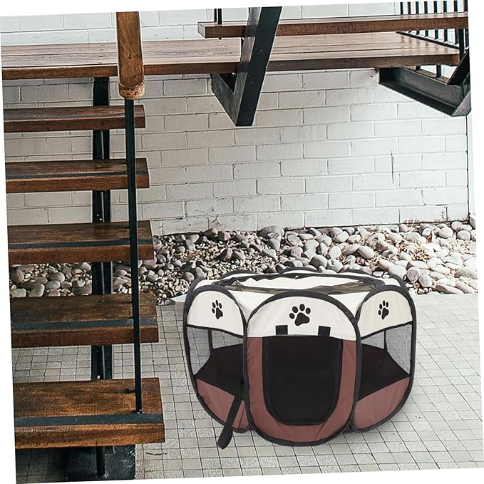 POPETPOP Dog Playpen Roof Portable Pet Tent House for Indoor Outdoor Use Large Capacity Octagonal Design Secure Locking Mechanism for Large Dogs and Cats