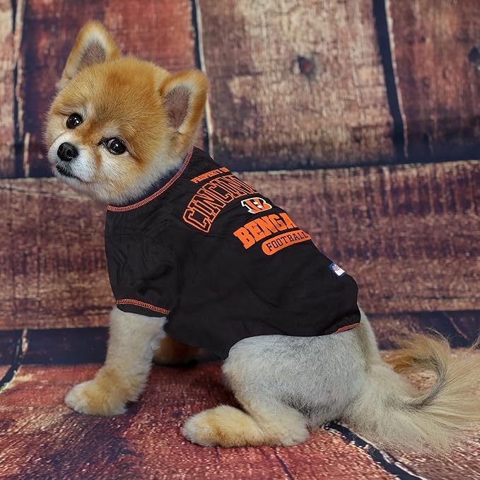 NFL Cincinnati Bengals Dog T-Shirt for Pets, Size X-Small. Officially Licensed Pet Shirt with Team Logo, Soft Stretchable Comfort Fit Apparel for Dogs & Cats