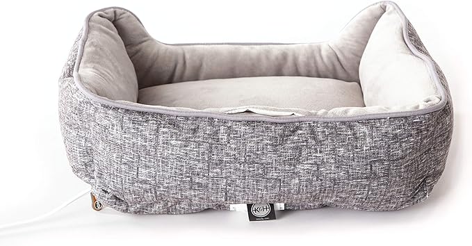 K&H Pet Products Mother's Heartbeat Heated Dog Bed with Bone Pillow Heartbeat Puppy Toy, New Puppy Essential Heated Puppy Bed + Dog Anxiety Toy - Gray 11 X 13 Inches w/ Small Breed Heartbeat Rhythm