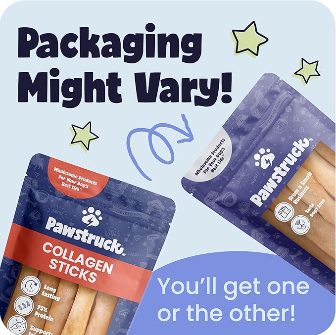 Pawstruck All Natural 11-12" Roasted Collagen Sticks for Dogs – Low Odor & Long-Lasting Bully Stick & Rawhide Alternative, Single Ingredient, Vet Approved – 20 Pack