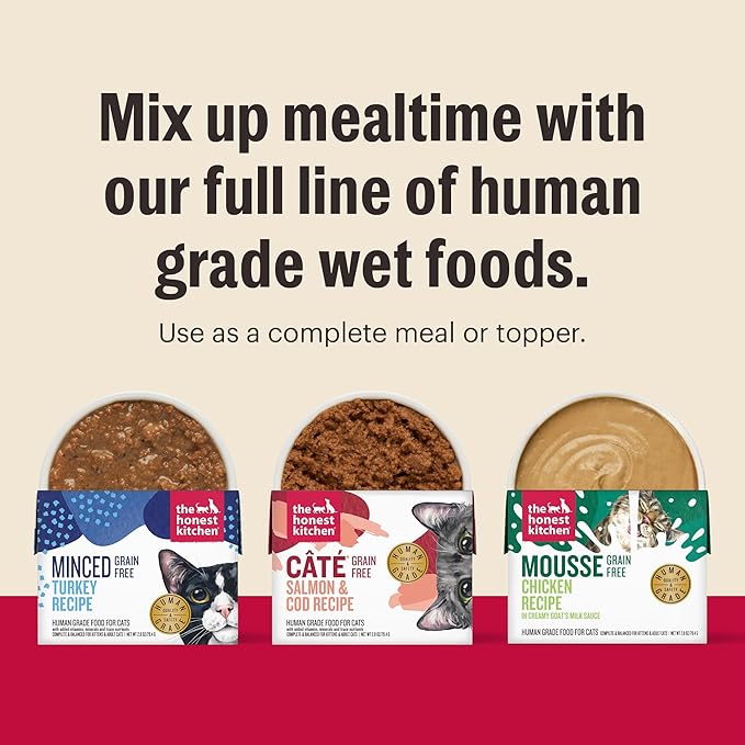 The Honest Kitchen Human Grade Cat Grain Free Mousse in Goat's Milk Variety Pack, 2.8oz (Pack of 8)