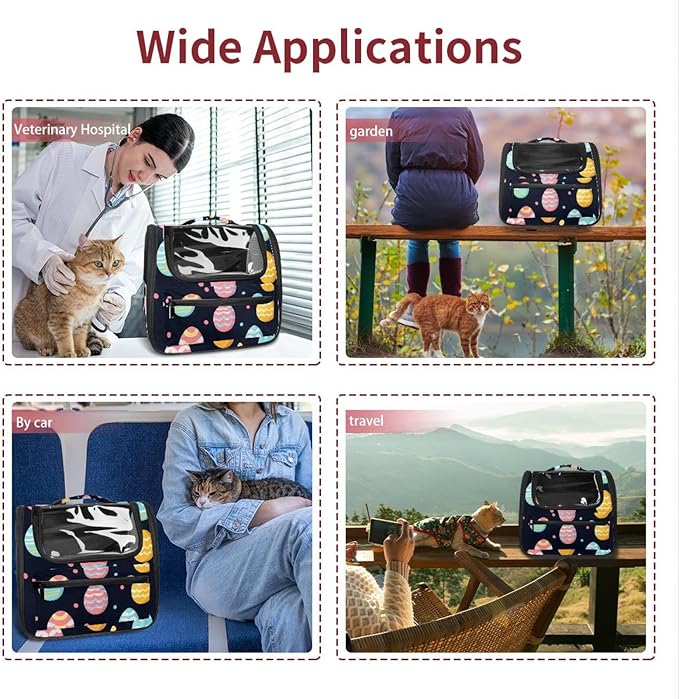 Easter Symbol (2) Cat Backpack Carrier, Large Pet Backpack for Medium Small Dog Cat Puppy Kitty Bunny