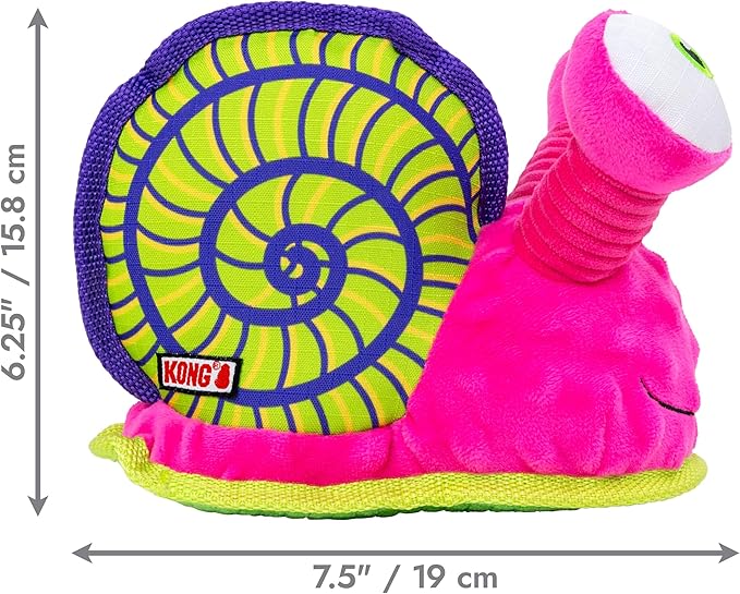 KONG Tropics Rattlez Dog Toy – Durable Plush with Rattle & Crinkle Sounds, Multi-Texture Interactive Enrichment Toy for Dogs (Snail, Medium/Large)