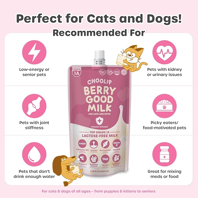Choolip Bundle | 20pc Jumbo Squeeze Vita Sticks with Essential multivitamins + Berry Good Milk 10pk Vitamin-Infused [Both Products are for Cats & Dogs of All Life Stages]