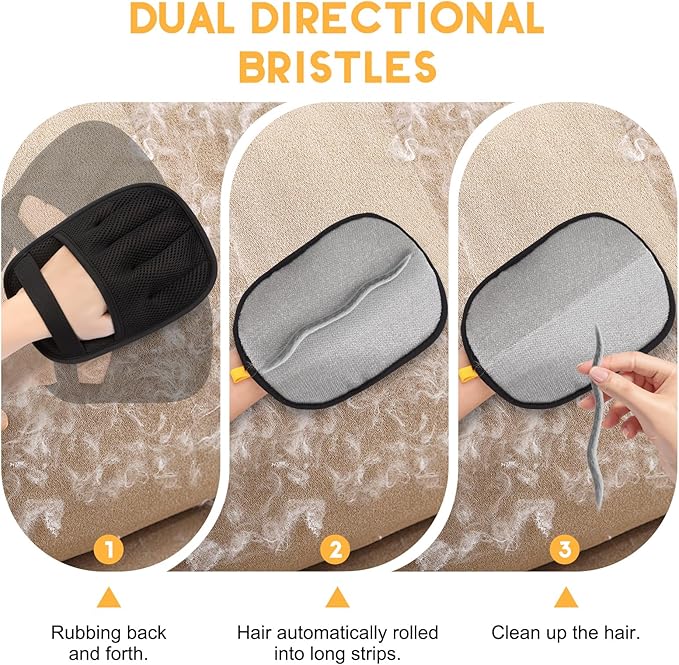VerdeVilla Pet Hair Remover, 2025 Upgrated Five-Finger Electrostatic Pet Hair Removal Gloves, Cat & Dog Hair Remover for Couch, Furniture,Clothing, Animal Fur Removal Tool, Cat Grooming Gloves-2PCS