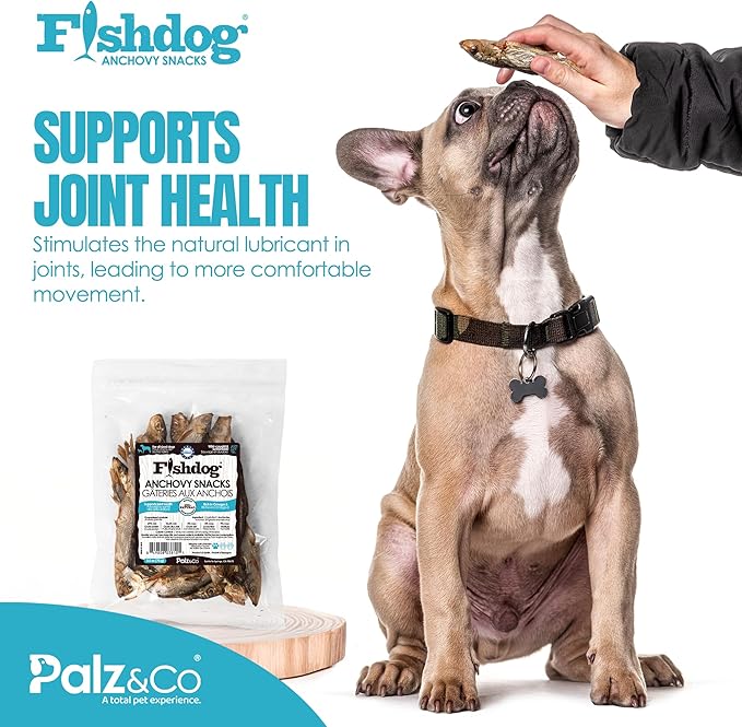 Palz&Co Fishdog Anchovy Snacks, 2.46 oz - Air-Dried Whole Anchovies, Single Ingredient Dog & Cat Treats, Grain-Free Omega-3 Rich Fish Snacks