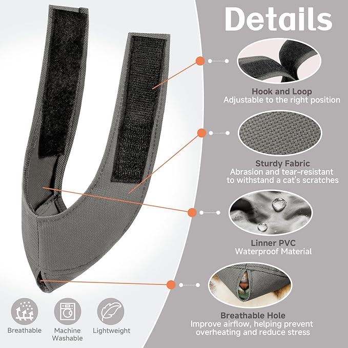 BARKLESS Cat Calming Muzzle for Grooming & Nail Trimming, Oxford Muzzle with Shading Design to Help Calm the Cat Down, Soft Head Cover to Prevent Biting & Scratching (Grey, S)