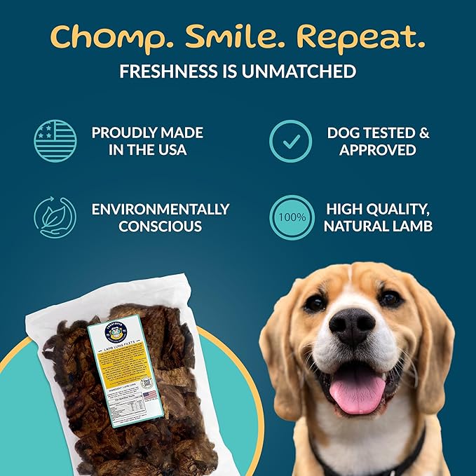 TREATOPIA Lamb Lung Filet Dog Training Treats for All Breeds & Sizes, Bulk 2 LB Bag, All-Natural, Lean, Single Ingredient, High Protein, USA Made, Nutritious, No Additives, No Fillers, Grain-Free