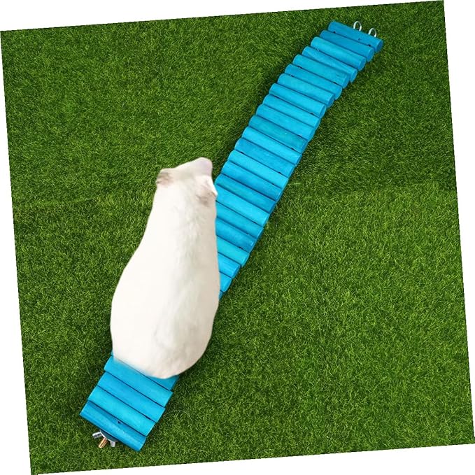 Hamster and Parrot Wooden Climbing Ladder, 6x40cm Round Wood Plank, Multi-Color Rainbow Pet Ladder for Small Animals and Birds Cage Accessories
