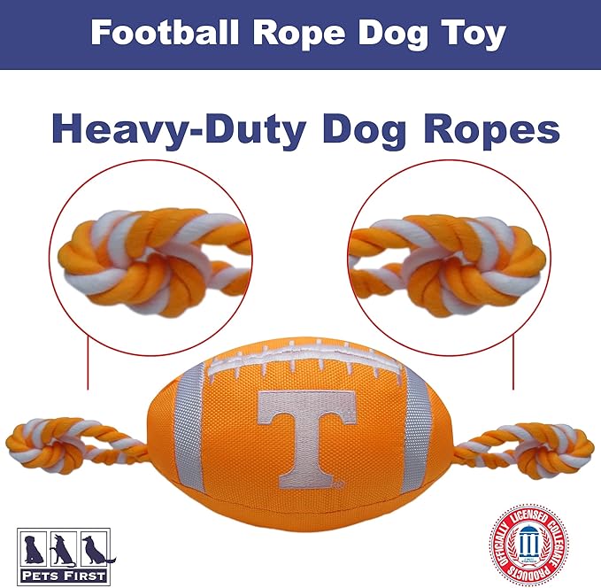 NCAA Tennessee Volunteers Football Dog Toy, Tough Quality Nylon Materials, Strong Pull Ropes, Inner Squeaker, Collegiate Team Color