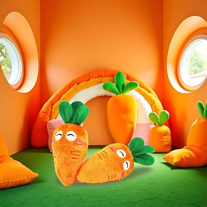 1Pc Orange Soft Puppy Pet Supplies Cute Carrot Plush Chew Squeaker Sound Squeaky Toys for Dog Cat Birthday Xmas Gifts Pet Supplies Puppy Toys