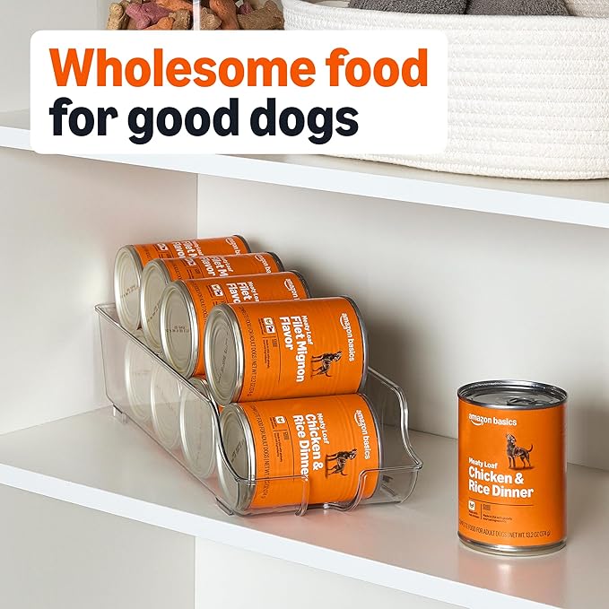 Amazon Basics Wet Dog Food Meaty Loaf Variety Pack, Filet Mignon Flavor and Chicken & Rice Dinner, Made with Real Chicken and Beef, 13.2 oz can, (6 cans of Each Flavor, 12 cans in Total)