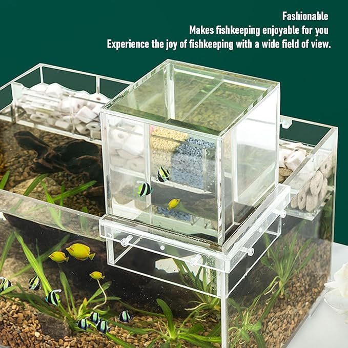Fabater Negative Pressure Fishtank, Transparent PMMA Fish Tanks, Vacuum Suspended Fish Elevator Aquarium Decoration, Auto Refill Water Level Maintenance for Aquatic Pets