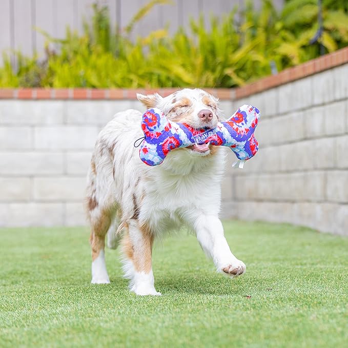 Huxley & Kent for Dogs | USA Pup Bone (Large) | 4th of July Funny Dog Toy | Power Plush Dog Toy with Squeaker | Dog Gift | Fun, Durable, and Safe | H&K Squeaky Dog Toy