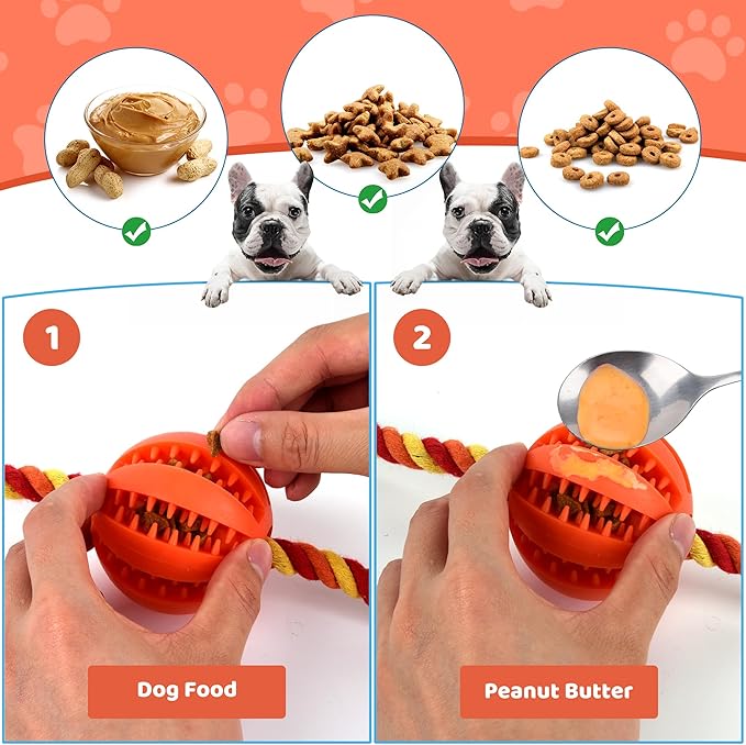 Interactive Dog Toys, Crate Training Aids for Puppies, Reduce Stress Anxiety Peanut Butter Dog Food Treat Dispenser Toys(Orange)