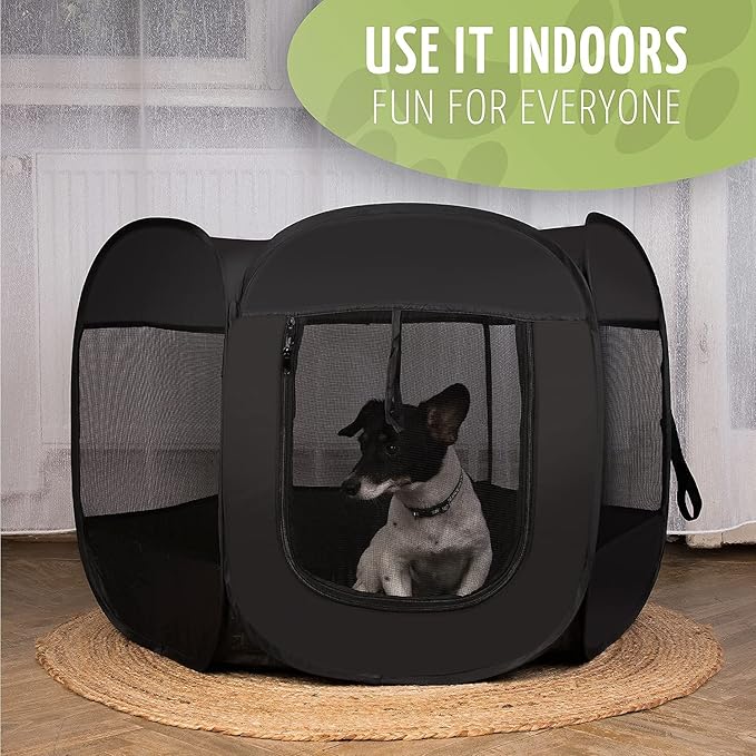 ZONETECH Portable Fold-able Pet Playpen Tent – Medium Size Premium Quality Indoor Outdoor Mesh Open Air Exercise Pop-Up Cage for Dogs and Cats (2 Pack)