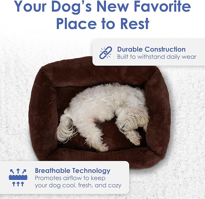 AMERICAN KENNEL CLUB Cuddler Pet Bed with Low-Profile Entrance – 30" Plush Dog Bed for Medium Breeds Up to 50 lbs, Ultra-Soft Washable Bed with Non-Slip Bottom, Durable High-Loft Filling, Brown