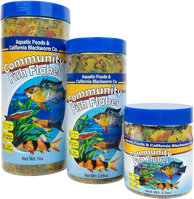 Community & Tropical Fish Flakes, for Angel Fish, Guppies, Live Bearers, Loaches, Gouramis, Catfish, Cichlids, 12-Type Pellet Mix & 4-Type Wafer Mix Included..2.65oz Canister