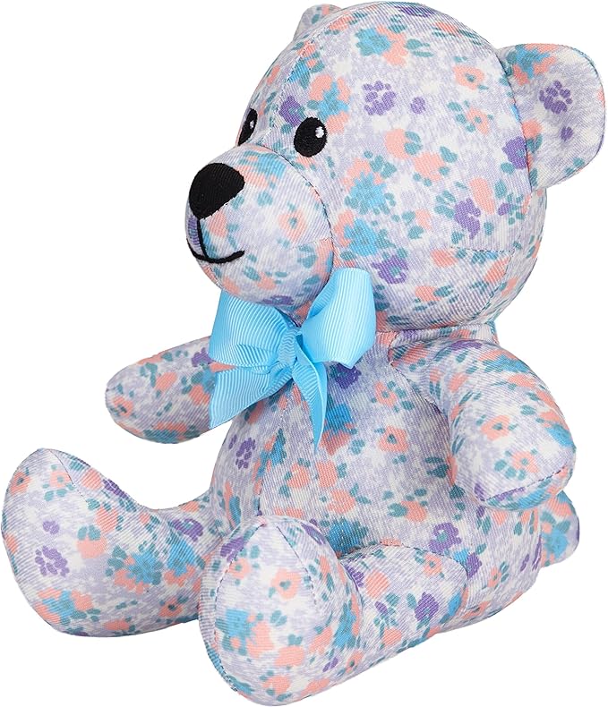 Blueberry Pet Cat & Dog Toys - 6" Bluey Stuffed Animals for Puppies, Plush Squeak Toy, Floral Lavender Happy Bear, Soft & Durable, Puppy Toys, Machine-Washable, Matching Collar Available