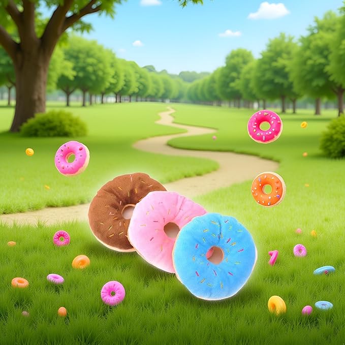Random Color Pet Toy Donut-Shape Squeaky Squeaker Puppy Dog Pet Cat Kitten Sound Chews Toy Sturdy and Practical Simple and Sophisticated Design