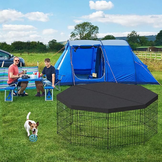 Artmalle Puppy Pet Playpen 8 Panel 24 Inch Indoor Outdoor Metal Portable Folding Animal Exercise Dog Fence Ideal for Pet Animals Dog Cat Rabbit Breed Puppy with Bottom Pad (Black with Bottom pad)