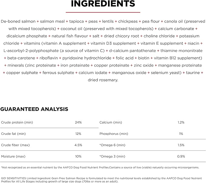 Go! Solutions Sensitivities Limited Ingredient Salmon Grain-Free Dry Dog Food, Chicken-Free Kibble Made by Experts for Sensitive Stomachs & Food Allergies, for Puppies, Adults, & Seniors, 12 lb Bag