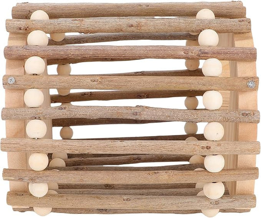 Bird Climbing Ladder, Pine Wood Double Hole Design Climbing Ladder Toy, Hamster Toy with 14 Accessories for Hamster Bird Cage
