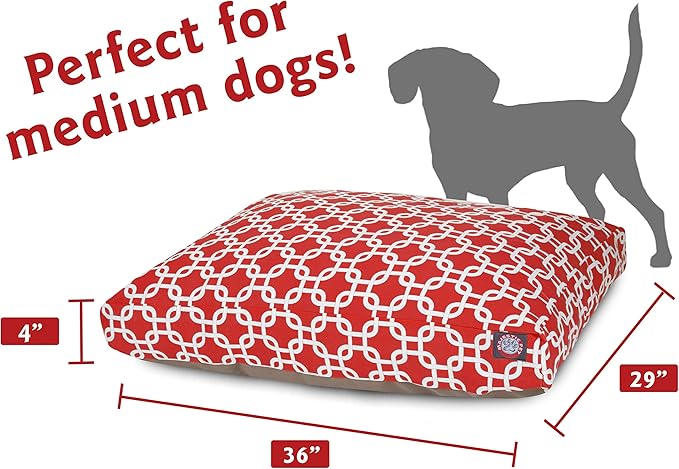 Red Links Medium Rectangle Indoor Outdoor Pet Dog Bed With Removable Washable Cover By Majestic Pet Products