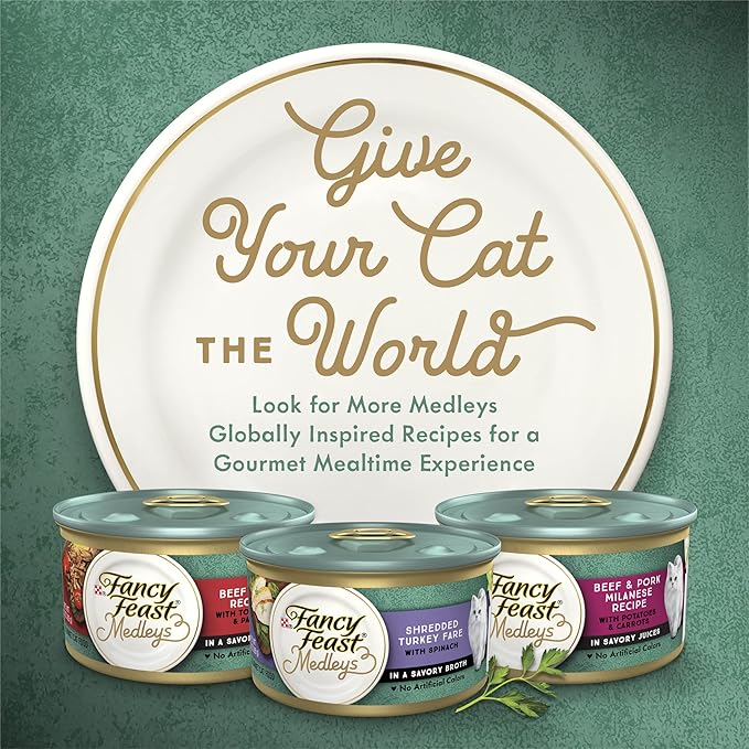 Fancy Feast Purina Wet Cat Food Medleys Florentine Wet Cat Food Variety Pack - (4 Packs of 12) 3 oz. Cans