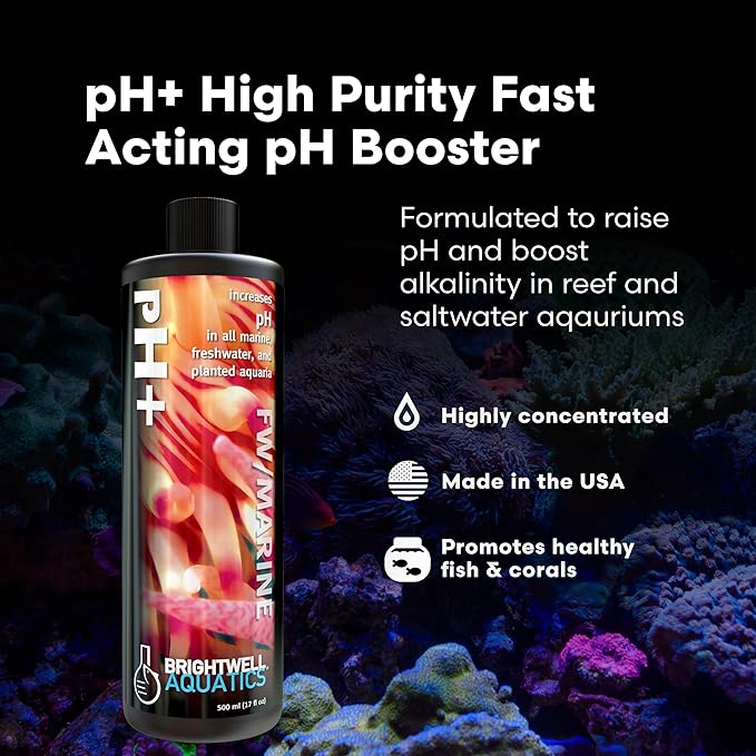 Brightwell Aquatics pH+ Alkalinity and pH Booster for Marine & Reef Aquariums Increases pH and KH Stability for Coral Growth and Enhances Carbonate Levels, 125 ml
