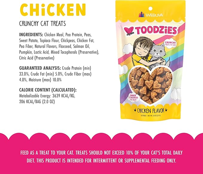 Weruva BFF Toodzies, Chicken Crunchy Cat Treats, 2oz Bag