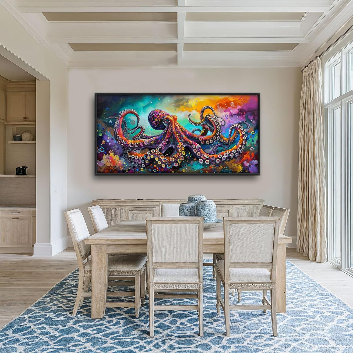 Quorin Octopus Large Wall Art Abstract Colorful Octopus Pictures Sea Ocean Animal Wall Decor Canvas Print Painting Artwork for Bathroom Living Room Bedroom 60L x 30W