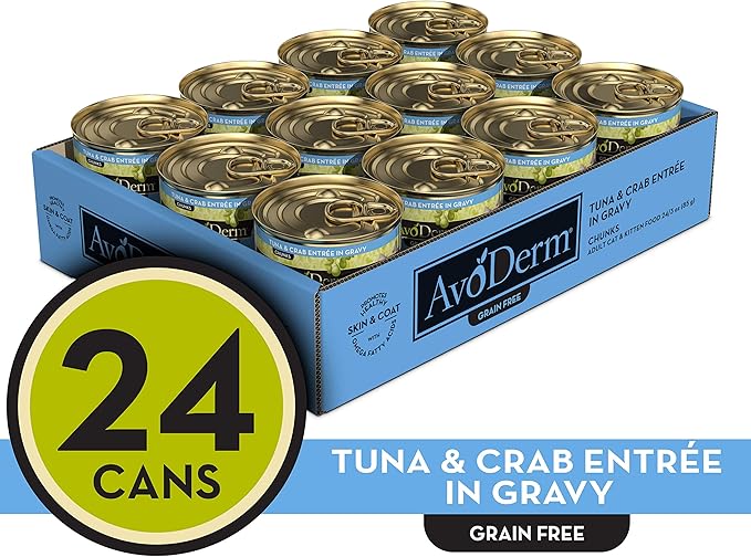AvoDerm Natural Tuna & Crab Entrée in Gravy - Grain Free Wet Canned Cat Food 3 oz
