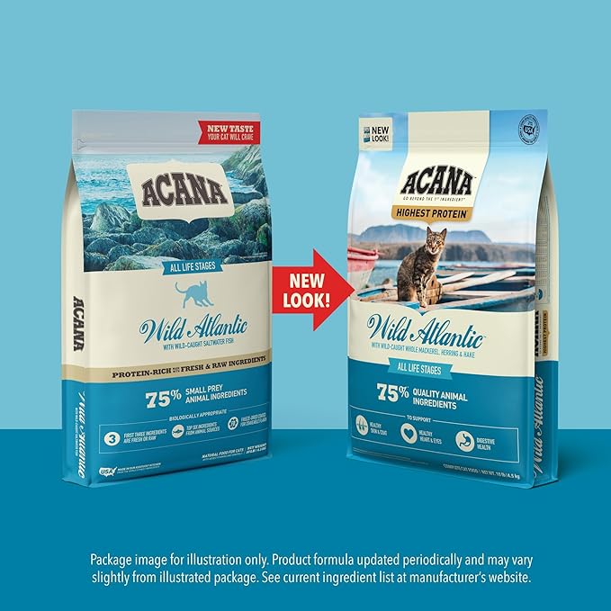 ACANA Grain-free Dry Cat Food, Wild Atlantic, Saltwater Fish with Freeze-Dried Liver, 10lb Bag